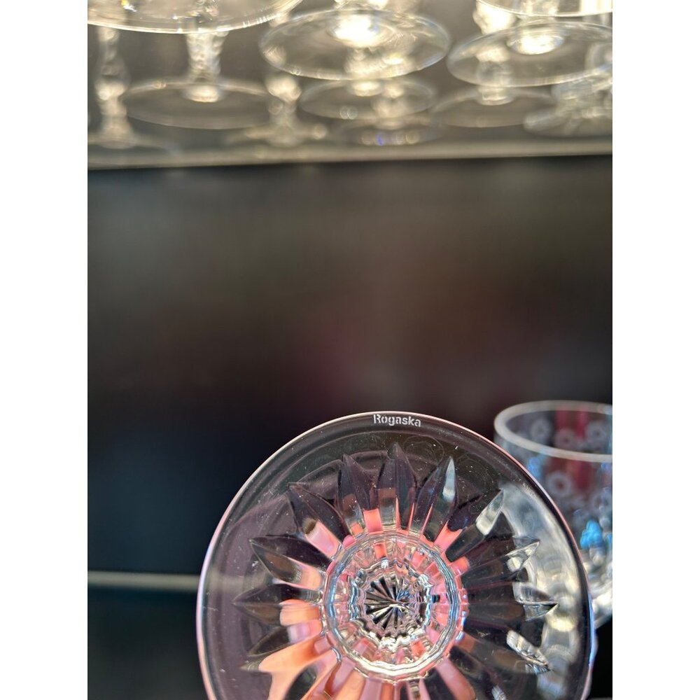 VTG Set Of 4 Rogaska Crystal GALLIA Water Wine Glasses 7.75" Tall Floral Etched - Picture 4 of 7